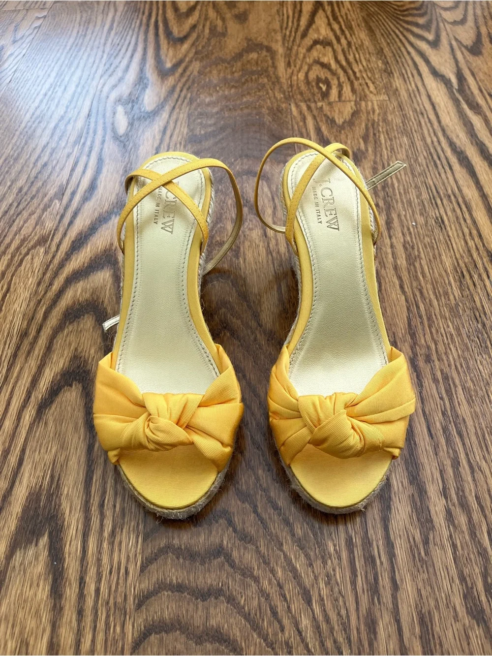 J. Crew Yellow Knot-Front Espadrille Wedge Sandals